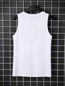 Men's Casual Sleeveless Tank Top With USA Flag Printing, Summer - 白色 - 查看 2