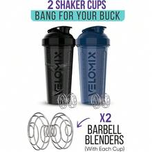 2-Pack 28oz Protein Shaker Bottles With 2 Stainless Steel Whisk Balls - Leakproof Gym/Travel/Workout Mixer Cups For Protein Powder, Pre-Workout & Smoothies (Blue & Clear) - 8) Blue / Black - View 3