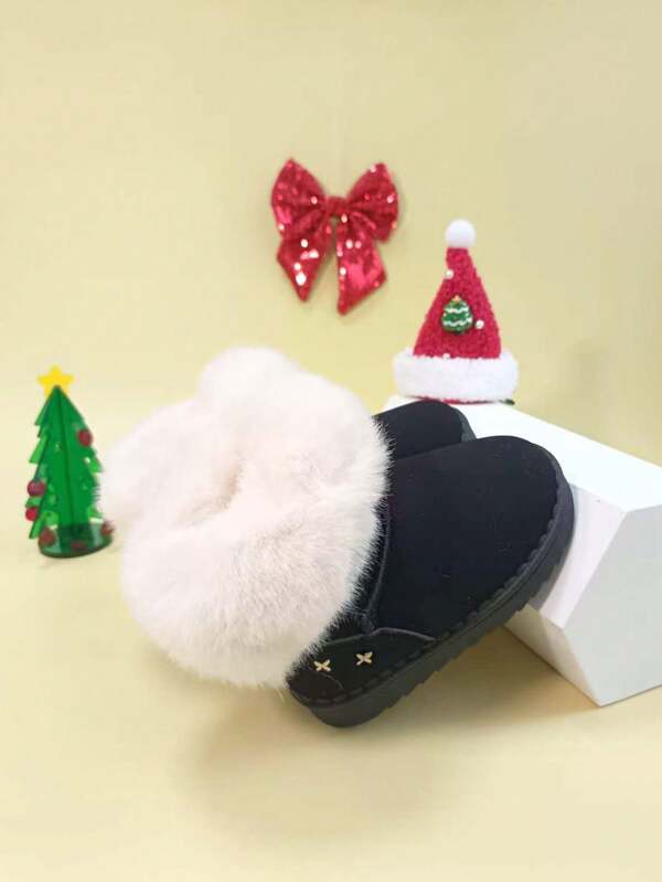 Kids Snow Boots, Autumn/Winter New Girls Toddler Baby Warm Boots, Soft Sole Short Plush Lined Boots, Daily Casual Versatile Elegant Luxurious Comfortable