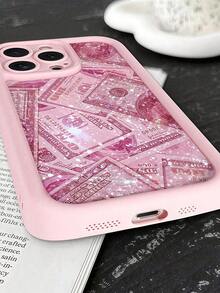 1 pieza Funda de teléfono de Body completo de TPU mate con patrón de dinero rosa apta para iPhone 17 16 15 14 13 12 11 Pro Max - Estilo 1 (1 pieza) - Ver 4