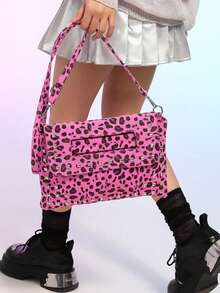 时尚链条钱包手提包，鳄鱼纹迷你斜挎包，金色复古百搭女包，情人节礼物链条翻盖信封斜挎包，PU单肩手提包，复古风格，轻便易携，复古女士小方包 - 玫紅色 - 查看 5