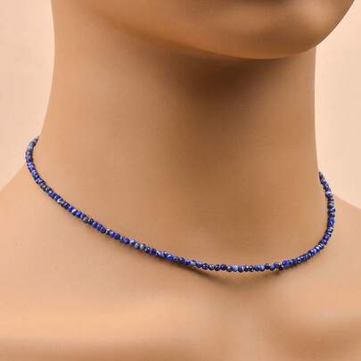 1 pieza 2mm Collar con cuentas de piedra natural Sodalita, Granate, Amatista, collar de estilo elegante y casual adecuado para uso diario de mujeres