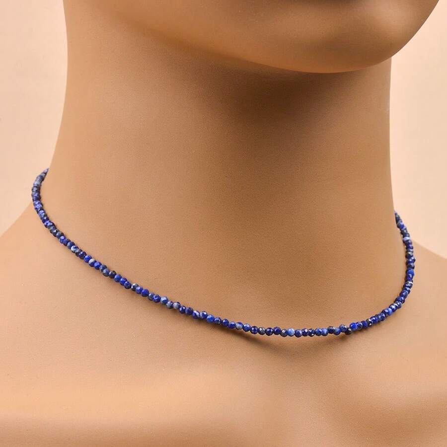 1pc 2mm Natural Stone Sodalite, Garnet, Amethyst Beaded Necklace, Elegant And Casual Style Necklace Suitable For Daily Wear Women