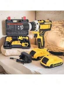 Professional 26V/48V Screwdriver With 2 Batteries, Complete Kit + Case And Accessories (46 Pieces) - Drill-48V-2 Battery - View 2