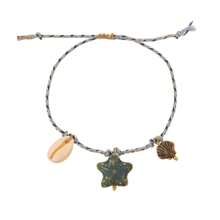 1 pieza Pulsera bohemia de estilo oceánico, creativa, de moda, de lujo elegante, de acero de titanio fino con forma de estrella de mar, delfín, concha, pez de cerámica y piedra natural irregular trenzada, como regalo para dama, hermana, pareja, para uso diario, citas, fiestas, vacaciones, verano, playa, de tamaño ajustable