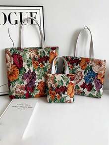Túi vải canvas in hoa, túi đeo vai, túi mua sắm, túi đi làm, túi siêu thị, đồ dùng học tập, túi xách tay, túi đựng đồ ăn trưa, phù hợp cho phụ nữ sử dụng hàng ngày, hẹn hò, đi học, mùa hè, du lịch, công sở, học sinh, dã ngoại, cắm trại, siêu thị, đựng đồ hàng ngày, quà tặng giáo viên. - Nhiều màu - Xem 16