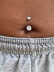 Set de 5 piezas de 14g de barras de ombligo de acero inoxidable con aros colgantes de ombligo para mujer, joyería de perforación con colgantes de corazón, flor y mariposa en plata y oro