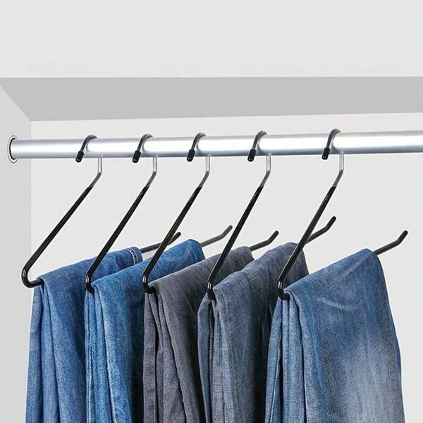 10 Stück rutschfeste Hosenbügel aus Metall, pulverbeschichtet – platzsparendes offenes Design, geeignet für die Organisation von Jeans, Hosen und Kleidung – langanhaltend Kleiderhaken für Zuhause und den Einzelhandel
