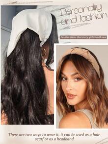 3Pcs Floral Hair Scarf Headbands For Women Boho Bandanas For Women Triangle Kerchief Solid Color Hair Bands Vintage Head Scarf - 彩色 - 查看 4