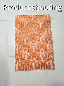 1pc Orange Geometric Rainbow Pattern Carpet, Suitable For Living Room, Bedroom, Modern Abstract Striped Office Carpet, Soft Rug, Room Decor, Farmhouse Floor Cover Orange, Living Room Carpet, Rug, Living Room Area Rug, Area Small Rug, Mat, Home Decor, Large Living Room Carpet, Living Room Home Decor, Room Decoration, Washable Carpet