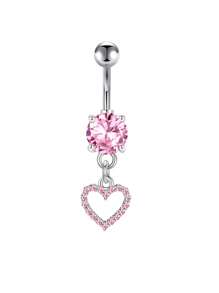 Set de 5 piezas de 14g de barras de ombligo de acero inoxidable con aros colgantes de ombligo para mujer, joyería de perforación con colgantes de corazón, flor y mariposa en plata y oro
