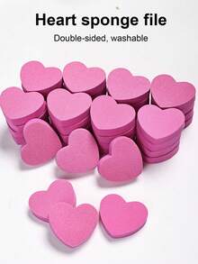 心形指甲海绵抛光块，高弹性指甲锉，双面心形指甲抛光块，用于指甲修型和抛光 - 玫紅色 - 查看 3