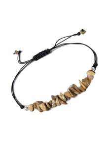 1pc Natural Gemstone Crystal Chip Beaded Braided Bracelet, Suitable For Women's Everyday And Holiday Wear, Jewelry Gift