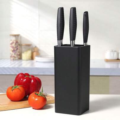 Universal Knife Holder, Storage Rack, Empty Knife Slot, Versatile Slotted Design Fits Various Knife Blades, Detachable For Easy Cleaning, Brushed Finish