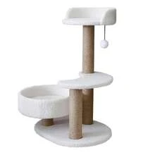 1 猫爬树，猫爬架，猫咪娱乐产品，耐用，不掉毛，温暖的猫塔，带跳跃平台和睡眠区，多层设计综合猫咪产品，带猫玩具的小型猫树，天然剑麻猫抓板，为幼猫和成年猫提供柔软的栖息地，带床的猫抓板，室内猫树塔