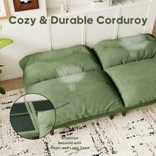 Sofá cama convertible de 75" HotPicks, sofá cama de 2 plazas de pana para la sala de estar en color verde - Verde - Ver 7