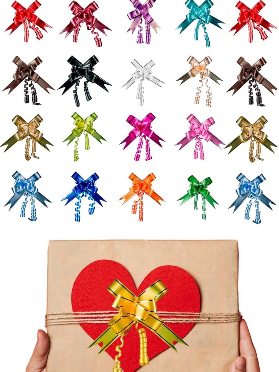 Kit Of 100 Easy Bows, Filet Bow, Gift Bow, Various Colors, 12MM X 12CM, Magic - Multicolor - View 1