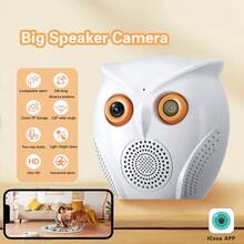 [智能安全摄像头] 高清 WiFi 摄像头，家庭安全摄像头，包括扬声器、双向音频、全彩夜视和运动检测功能，支持云存储和 TF 卡存储，家庭婴儿监视器、宠物监视器，室内和室外使用，ICSEE APP