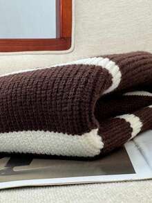 Áo len dài tay thường ngày in họa tiết sọc có khóa kéo nửa - màu nâu - Xem 9