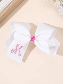 1 Stück 26 Buchstaben Stickerei Haarschleife Clip für Mädchen, weiße Haarspange, Schulanfang Saison 26 Buchstabe, lässiges Mode Haaraccessoire