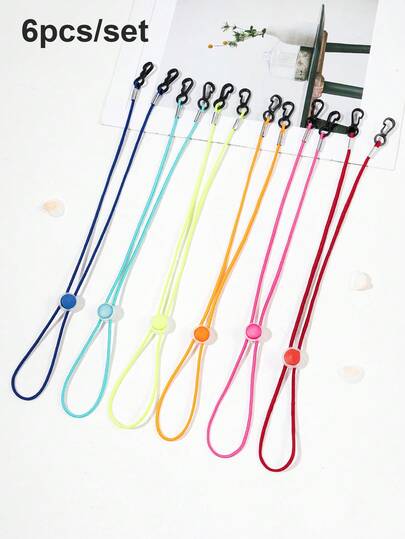 6pcs Solid Color Elastic Mask Chains, Adjustable Length Unisex Face Mask Chains, Anti-Slip Chains Suitable For Outdoor Sports Masks, Mask Lanyards