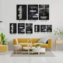 GUBIYU Black Hustle Grind Execution Wall Art Set Of 3 Framed Canvas Office Inspirational Motiviational Wall Decor Art Positive Quotes Posters Living Room Pictures Walls Decor Mens Guys 12x16 - A002 黑白勵志牆飾 - 查看 11