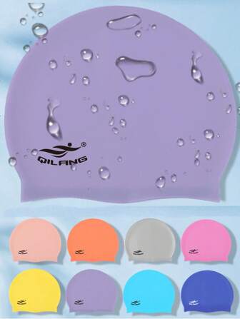 1 pieza Gorro de natación de silicona, ligero y cómodo, transpirable, diseño de protección de oídos impermeable, estilo versátil, esencial para salidas de verano