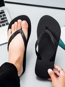 Men's Casual Flip Flops, Black, Plus Size, Summer - Black - View 7