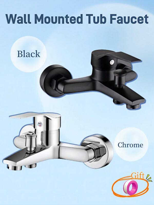 1 pieza Grifo de ducha de pared con rosca G1/2 pulgadas, grifería mezcladora manual de triple válvula, interruptor de control de plomería, grifo de baño para agua fría y caliente montado en la pared con dos picos, de una sola manija, agarre cómodo para el baño del hogar