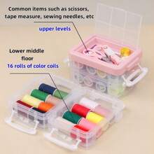 2025 Useful 1pc White/Blue 3-Layer Sewing Box Kit, 22Pcs Household Sewing Kits Case, Portable Sewing Tools Supplies For Daily Use, Travel, Dorm