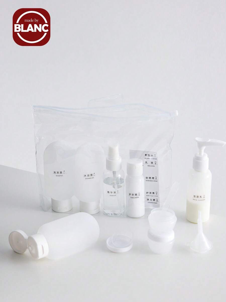 Travel Refillable Bottle Set Spray Lotion Shampoo Shower Gel Tube Bottling Cosmetic Empty Liquid Container Portable Tool Refill Travel Essentials Travel Organizer For Beach Summer Vacation Back To School School Supplies Holiday Camping Holiday Essentials Accessories Mini Perfume For Women Perfume For Men Perfume - White - View 1