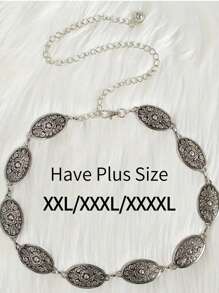 Plus Size/Oversize 1pc Western Style Waist Belt For Women, Bohemian Floral Metal Textured Waist Chain, Vintage Decor For Cowboy Jeans, Beach Vacation, Party Summer, School