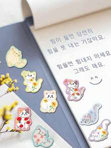 SCXXBSW 50 piezas Conjunto de pegatinas impermeables con diseños lindos de flores y gatos, pegatinas de dibujos animados geniales adecuadas para portátiles, patinetas, equipaje - regalo perfecto para amantes del arte, también adecuado para útiles escolares y temporada de regreso a clases papelería manualidades libro de sticker estikers - Multicolor - Ver 6
