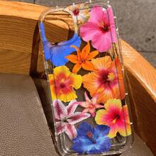 Stylish Full Screen Colorful Flower Protective Mobile Phone Case For Iphone16 15 14 13 12 11 XS XR X 7 8 12/13 Mini Plus Pro Max SE Birthday/Valentine's Day/Gift For Boyfriend/Girlfriend,Suitable For IPhone 17 Air - 無色 - 查看 1
