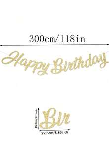 1 件生日快乐横幅、派对背景装饰拉旗、派对用品 - 彩色 - 查看 10