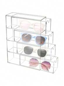 1 Stück mehrstöckige Acryl Schubladenorganizer Box, transparenter 4-Fächer Schubladenorganizer für Kaffeekapseln, Teebeutel, Sonnenbrillen