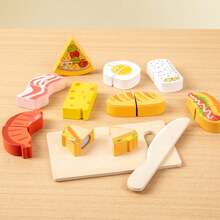 Juego de corte de madera, diversión y juego educativo para niños, temas de frutas, mariscos y alimentos, idea de regalo perfecta