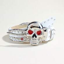 Personalized Skull Buckle Waist Belt, Punk Style, Unisex, Suitable For Halloween Fall, Autumn, Halloween