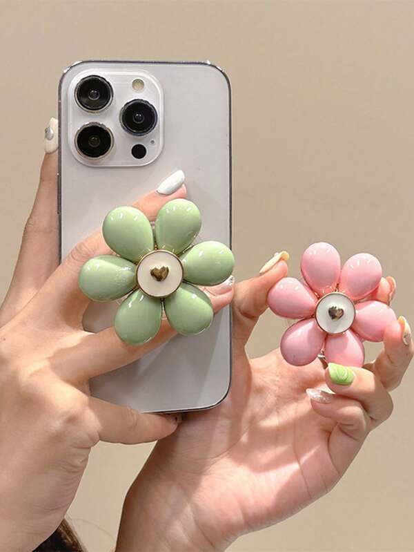 1pc Hyun-A Style Flower Decor Phone Holder, Air Cushion Desktop Stand, Creative & Stable, Portable