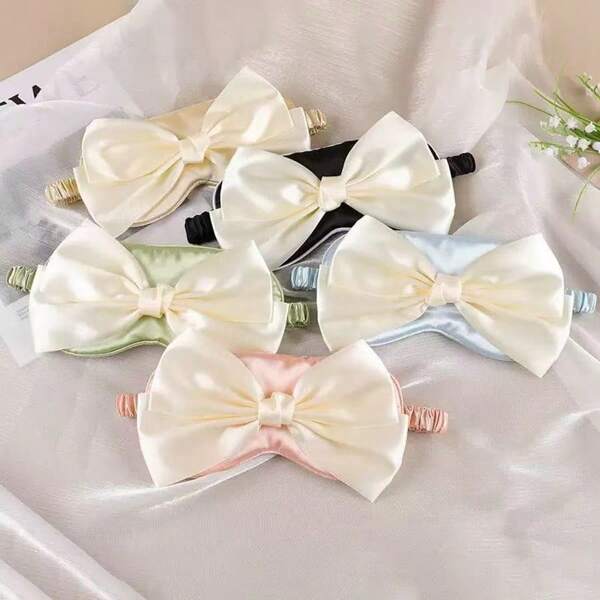 Cute Bow Eye Mask For Students - Silk-Like Lightproof Sleep Cover In Multi-Colors:Multi-Color Bow Sleep Mask: Silk-Like Light-Blocking Cover | Minimalist & Cute Design