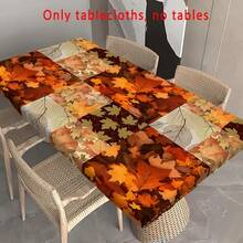 1 Stück Ahorn Blatt & Buchstaben bedruckte Tischdecke, ideal für herbstliche Familienzusammenkünfte! Schafft eine gemütliche Atmosphäre, geeignet für Outdoor-Picknicks, Camping Essmatte, elastischer Rand, leicht und waschbar, großartig für Familienzusammenkünfte, thematische Feiertags-Partys, Innen- und Außenbereich