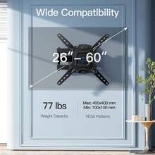Adjustable Rotating TV Stand, Suitable For 14-27/14-42/32-55 Inch Screens - Cold-Rolled Steel, Wall Mounted Design - 黑色 - 查看 5