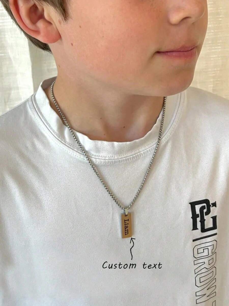 1PC Boys Name Necklace - Personalized Jewelry For Boys - Custom Engraved Necklace Gift For Boys And Girls - Birthday Gift - Dude Necklace, Letter, (Chain Length:60cm/23.62inch), Back To School Fashion, Graduation Gift 2026, Everyday Wear - Multicolor - View 1