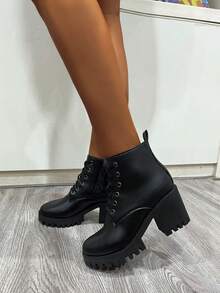 2024新款中跟防水防滑韩版女靴，保暖内衬，适合秋冬 - 黑色 - 查看 7