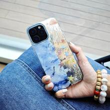 1pc Marine Life Transparent Cute Cartoon Starfish, Seahorse, Turtle & Wave Pattern Asymmetrical Ripple IMD Shockproof Gradient Icy Tin Foil Shiny Silver Laser Artistic Design Phone Case Suitable For Android/Compatible With OPPO/Compatible With VIVO/Compatible With Honor/Compatible With Redmi/Transsion/ Waterproof Anti-Fall Scratch Resistant,International Version, Not The Domestic Version - Multicolor - View 5