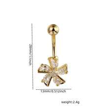 1 Piece Stainless Steel Flower Inlaid With Zirconia Delicate Navel Ring Fashion Personalized Body Piercing Jewelry Daily Wear Valentine's Day Gifts, Mom, Mother, Mother's Day, Gift - Stainless Steel Flower Navel Ring - View 12