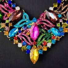 1 套奢华优雅女士珠宝套装，耳环、项链，3 件套镶有水钻，适合新娘、婚礼、派对佩戴