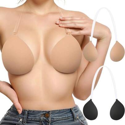 Ladies Strapless Push-Up Bra, With Invisible Sticky Breast Pads, Suitable For Backless Dresses, Strapless Bra, Transparent Strap Bra, Thick Strapless Bra, Adhesive Plus-Size Bra, Strapless Bra, Special Occasion Lingerie, Sticky Bra Solution, Sticky Bra, Invisible Breast Pad, Bra, Seamless Appearance, Breathable Seamless Adhesive Bra; Backless Bra; Strapless Bra Belt; Lace Bra Belt; Backless Bra Belt, Hand Washable Bra.