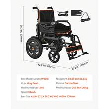 Electric Wheelchair For Adults, 265lbs Capacity, Foldable & Lightweight Motorized Wheelchair, 13-Mile Long Travel Range, All-Terrain Powered Chair, Portable For Seniors & Disabled - US B Type Plug(110-127V) - View 7