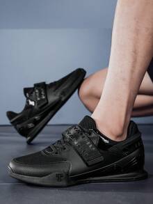 1 Par de Zapatos Profesionales de Sentadillas para Hombres y Mujeres, Zapatos de Levantamiento de Pesas para Sentadillas, Peso Muerto, Fitness y Entrenamiento en Interior - Negro - Ver 3